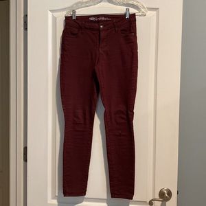 Rock star mid rise dark burgundy denim